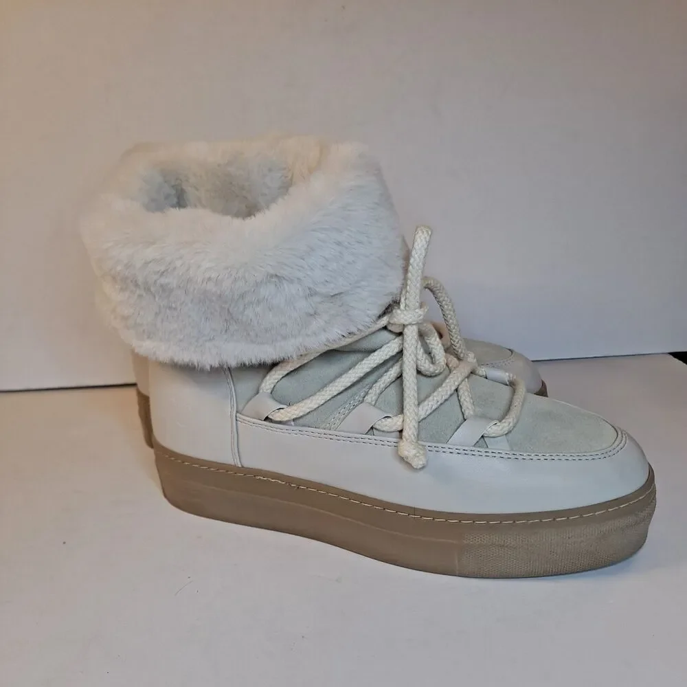 CALIA by Carrie Underwood Boots Women's Hailey Ivory Leather Faux Fur Sz 9-1/2